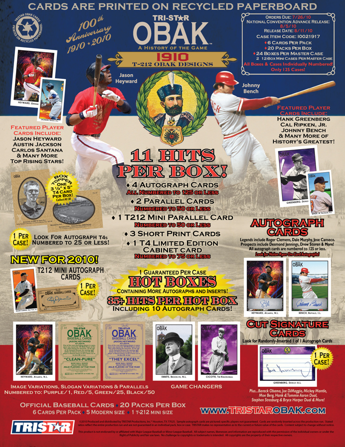 2010 Tristar Obak Baseball: A History Of The Game 2