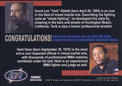 Tank Abbott and Herb Dean Autograph Cards from 5finity 2