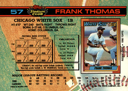 1991 TOPPS STADIUM CLUB BASEBALL CARDS PRICE GUIDE visual data 8