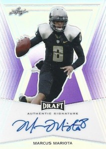 2015 Leaf Metal Draft Football Flashback Base Purpe Autograph Marcus Mariota 1